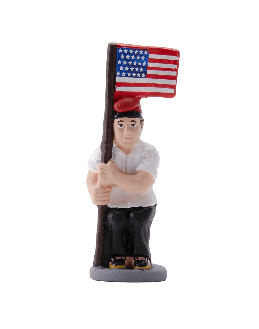 Hochwertige Caganer-Figur mit amerikanischer Flagge – Jetzt kaufen
