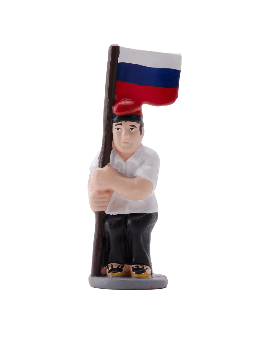 Figurine Caganer de haute qualité, drapeau russe - Achetez maintenant