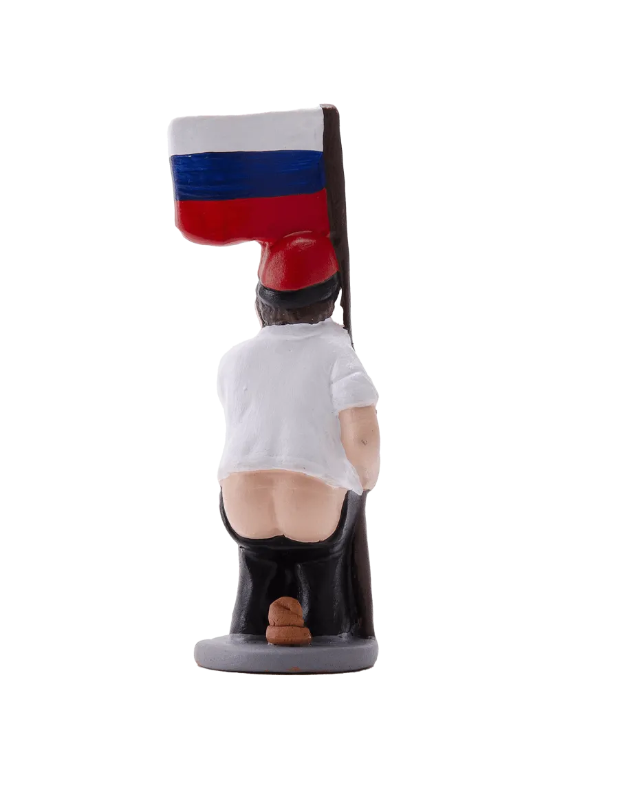Figurine Caganer de haute qualité, drapeau russe - Achetez maintenant