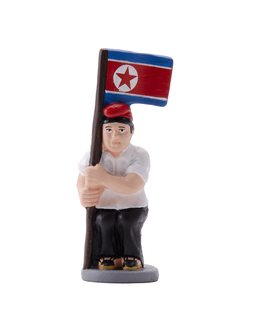 Figurine Caganer de haute qualité aux couleurs du drapeau nord-coréen - Achetez-la maintenant !