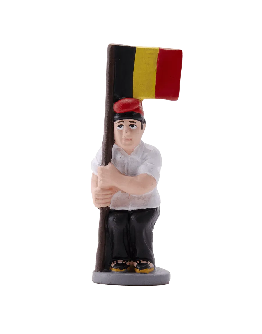 Figurine de Caganer aux couleurs du drapeau belge de haute qualité - Achetez maintenant