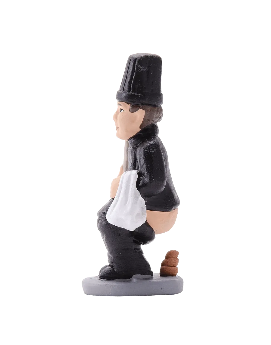 Figura de Caganer Cocinero con Uniforme Negro de Alta Calidad - Compra Ahora